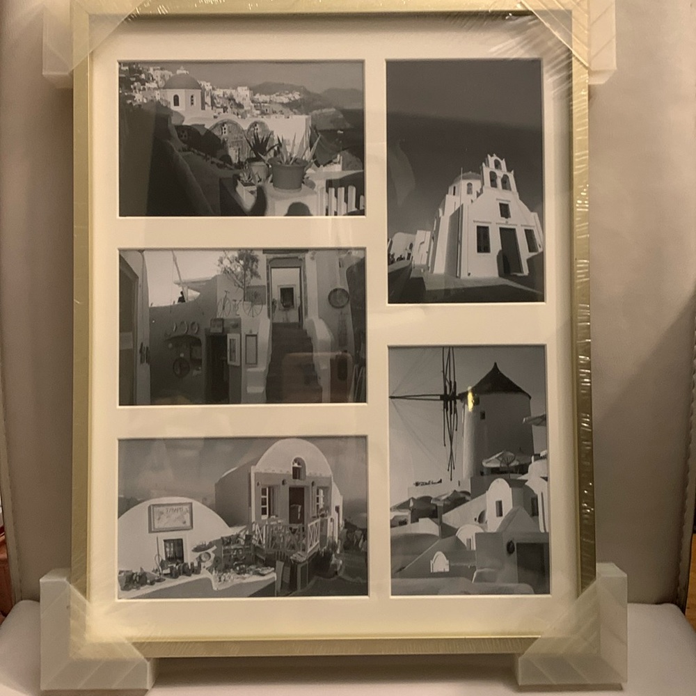 New Gold Aluminum picture wall frame for 5 photos 4x6 collage